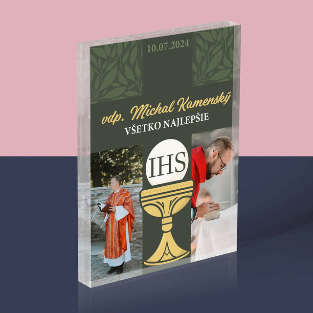 Fotokoláž: Všetko Najlepšie Kríž - Akrylový Blok (Vertikálne)