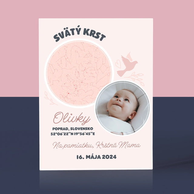 Mapa Hviezd: Krst - Akrylový Blok (Vertikálne)