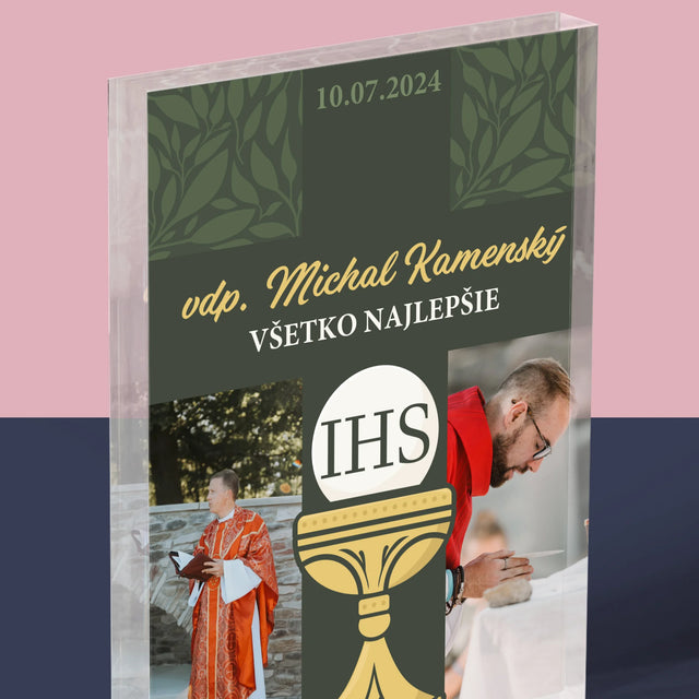 Fotokoláž: Všetko Najlepšie Kríž - Akrylový Blok (Vertikálne)