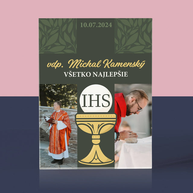 Fotokoláž: Všetko Najlepšie Kríž - Akrylový Blok (Vertikálne)