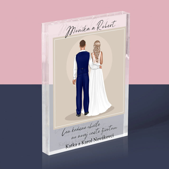 Tvorenie Postavy: Mladomanželia - Akrylový Blok (Vertikálne)