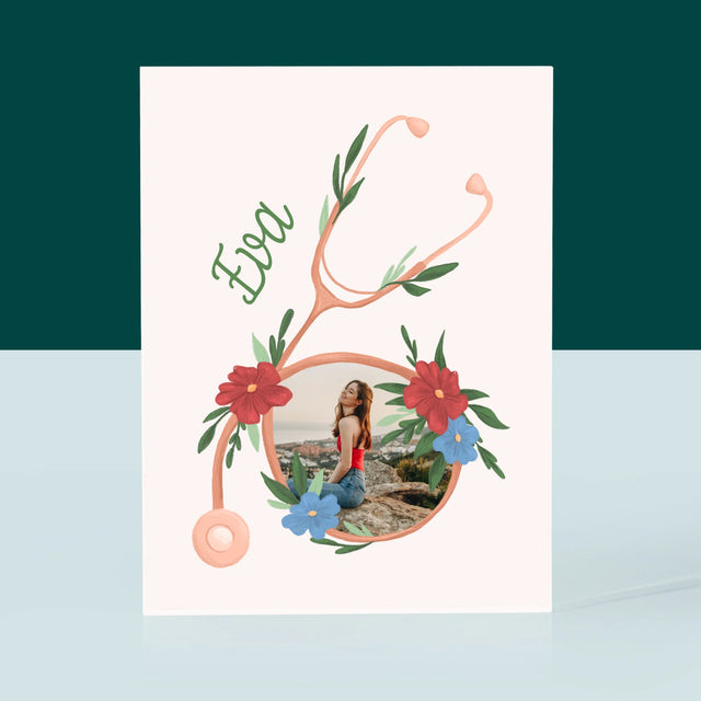 Fotografia A Podpis: Stetoskop Kvety - Akrylový Blok (Vertikálne)