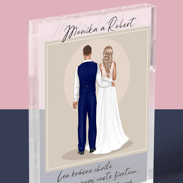 Tvorenie Postavy: Mladomanželia - Akrylový Blok (Vertikálne)