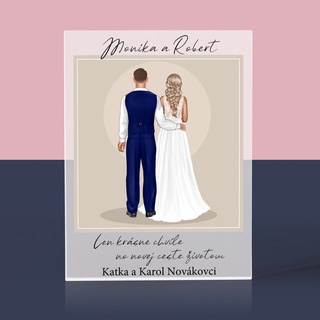 Tvorenie Postavy: Mladomanželia - Akrylový Blok (Vertikálne)