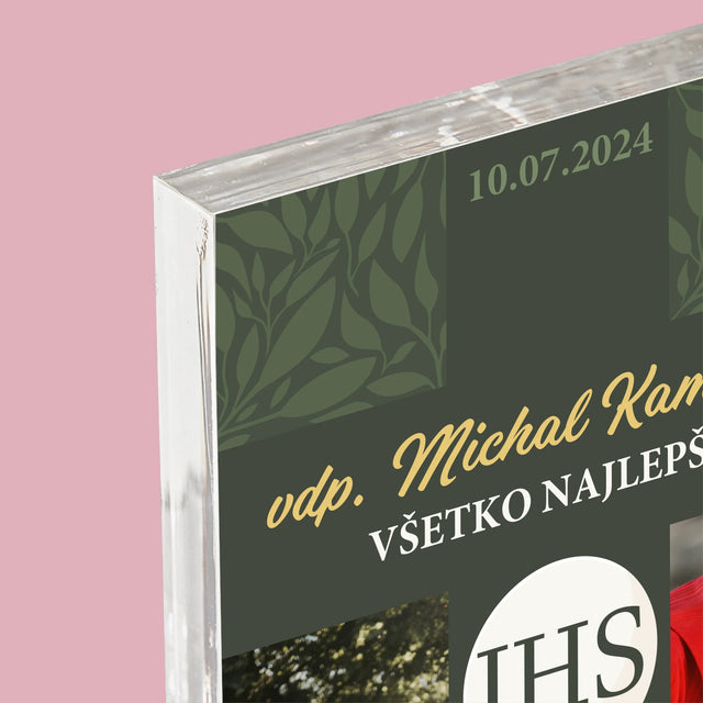 Fotokoláž: Všetko Najlepšie Kríž - Akrylový Blok (Vertikálne)