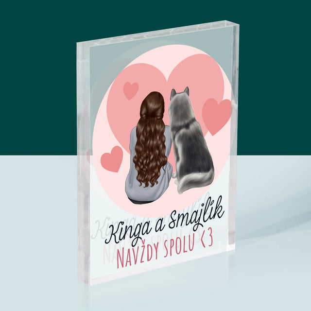 Tvorenie Postavy: Psí Kamarát - Akrylový Blok (Vertikálne)