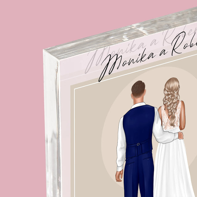 Tvorenie Postavy: Mladomanželia - Akrylový Blok (Vertikálne)