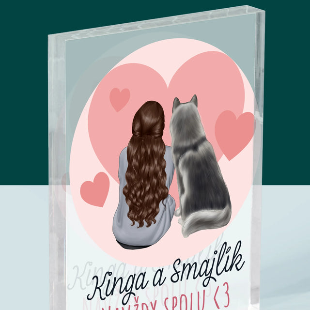 Tvorenie Postavy: Psí Kamarát - Akrylový Blok (Vertikálne)