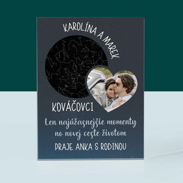Mapa Hviezd: Nová Cesta Životom Svadba - Akrylový Blok (Vertikálne)