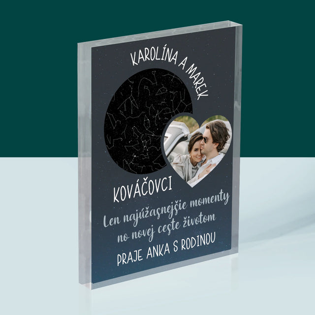 Mapa Hviezd: Nová Cesta Životom Svadba - Akrylový Blok (Vertikálne)