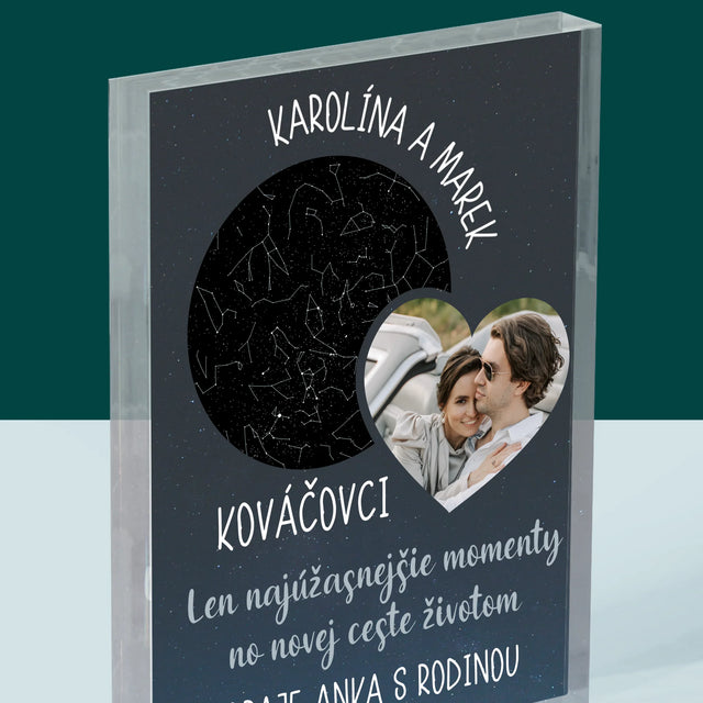 Mapa Hviezd: Nová Cesta Životom Svadba - Akrylový Blok (Vertikálne)