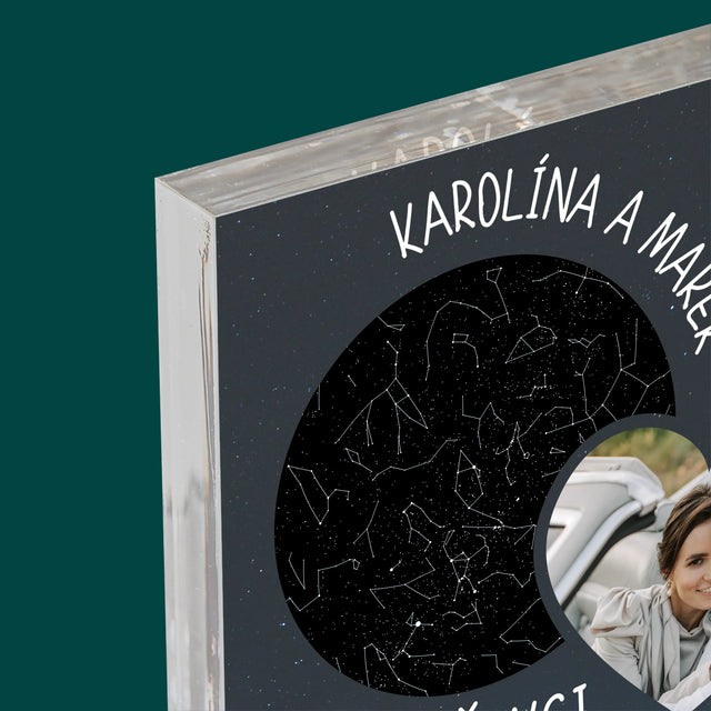 Mapa Hviezd: Nová Cesta Životom Svadba - Akrylový Blok (Vertikálne)