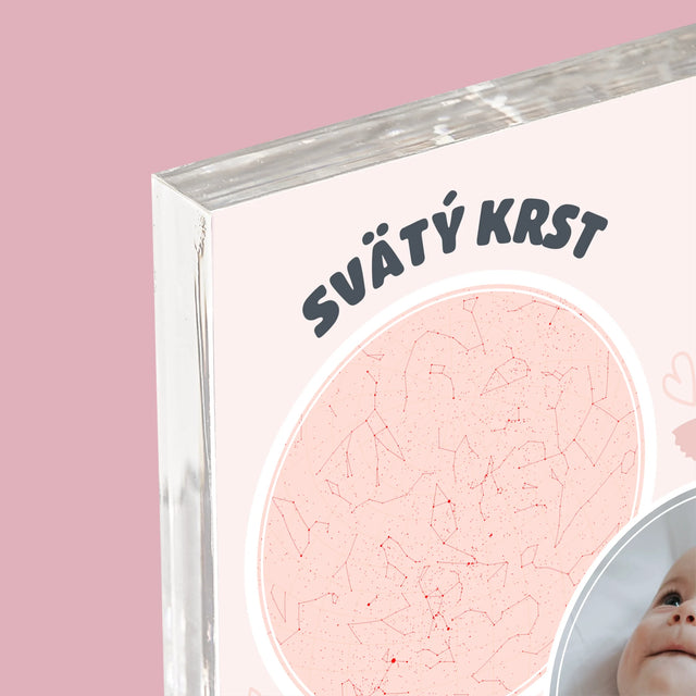 Mapa Hviezd: Krst - Akrylový Blok (Vertikálne)