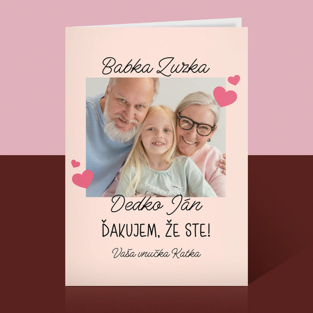 Fotografia A Podpis: Poďakovanie Pre Starých Rodičov - Kartička S Prianiami
