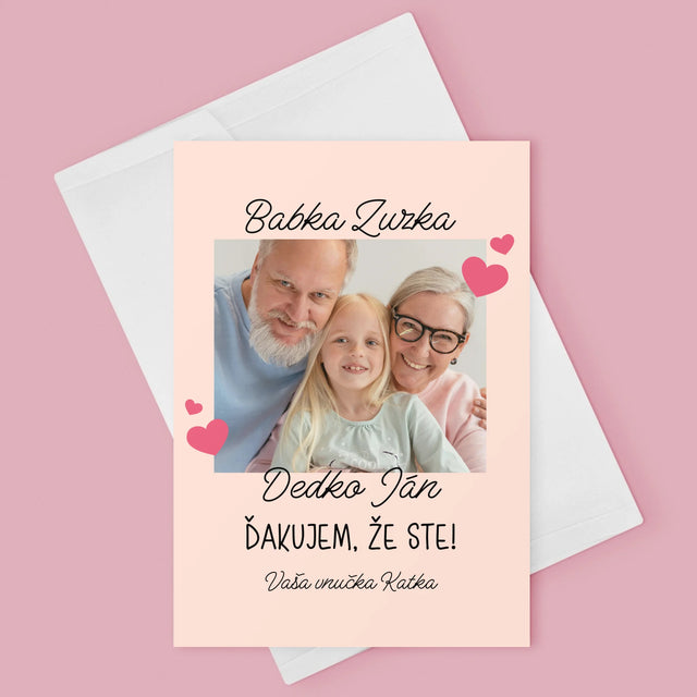 Fotografia A Podpis: Poďakovanie Pre Starých Rodičov - Kartička S Prianiami