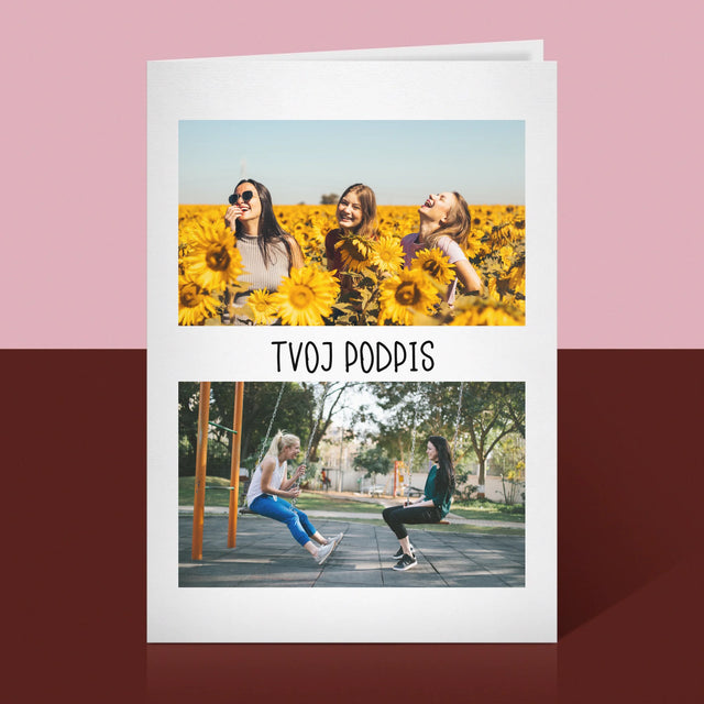 Fotokoláž: 2 Fotografie A Podpis - Kartička S Prianiami