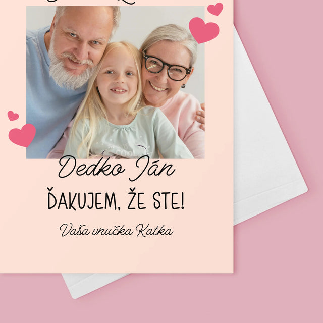 Fotografia A Podpis: Poďakovanie Pre Starých Rodičov - Kartička S Prianiami