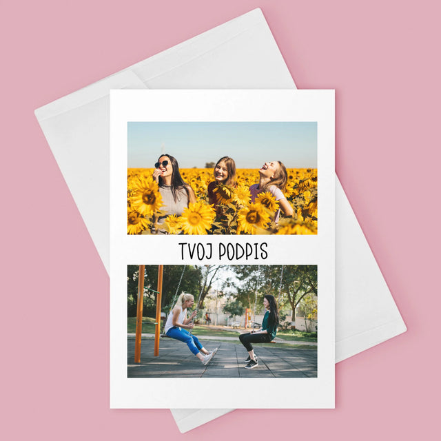 Fotokoláž: 2 Fotografie A Podpis - Kartička S Prianiami