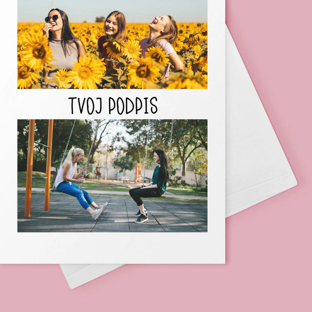 Fotokoláž: 2 Fotografie A Podpis - Kartička S Prianiami