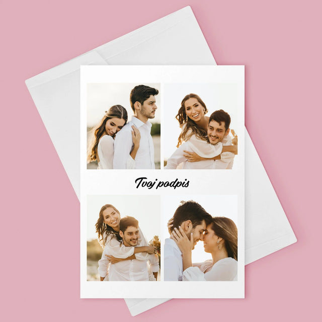 Fotokoláž: 4 Fotografie A Podpis - Kartička S Prianiami