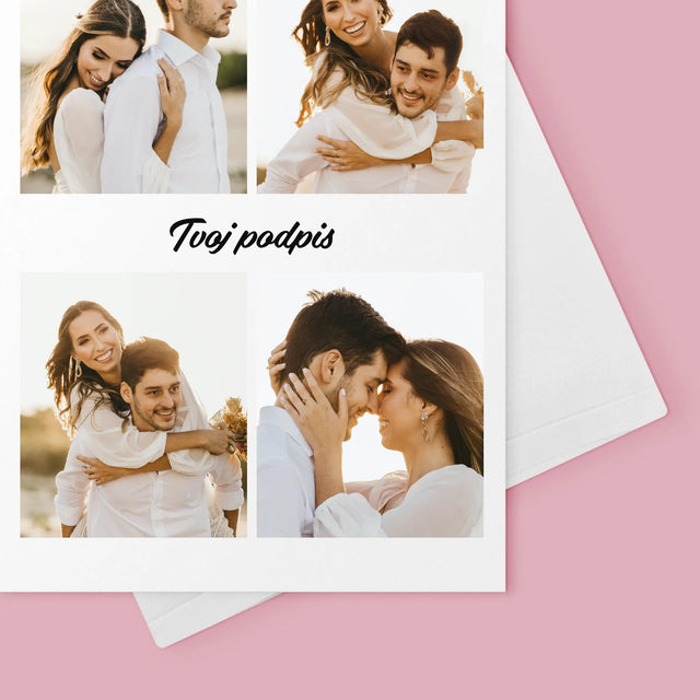 Fotokoláž: 4 Fotografie A Podpis - Kartička S Prianiami