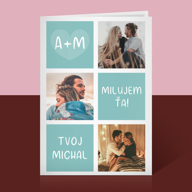 Fotokoláž: Milujem Ťa Iniciály - Kartička S Prianiami