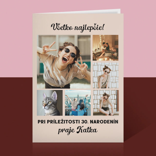 Fotokoláž: Narodeninová Koláž Z Fotografií - Kartička S Prianiami