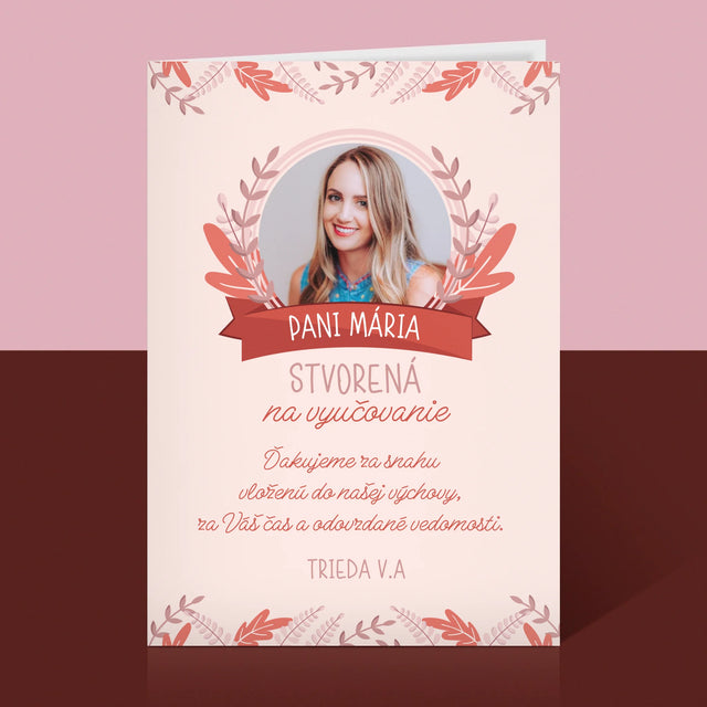 Fotografia A Podpis: Stvorená Na Vyučovanie - Kartička S Prianiami