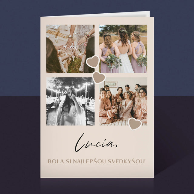 Fotokoláž: Ďakujem Koláž Z Fotiek Pre Svedkyňu - Kartička S Prianiami
