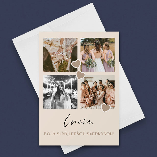 Fotokoláž: Ďakujem Koláž Z Fotiek Pre Svedkyňu - Kartička S Prianiami