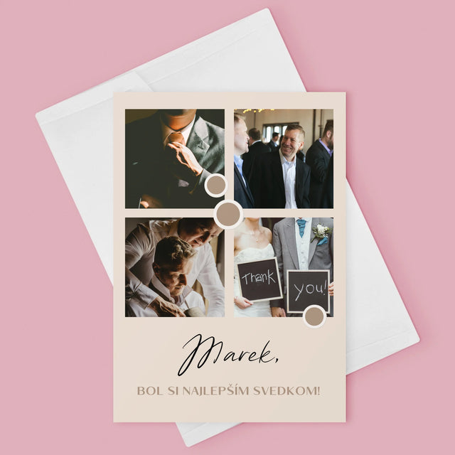 Fotokoláž: Ďakujem Koláž Z Fotiek Pre Svedka - Kartička S Prianiami