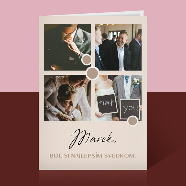Fotokoláž: Ďakujem Koláž Z Fotiek Pre Svedka - Kartička S Prianiami