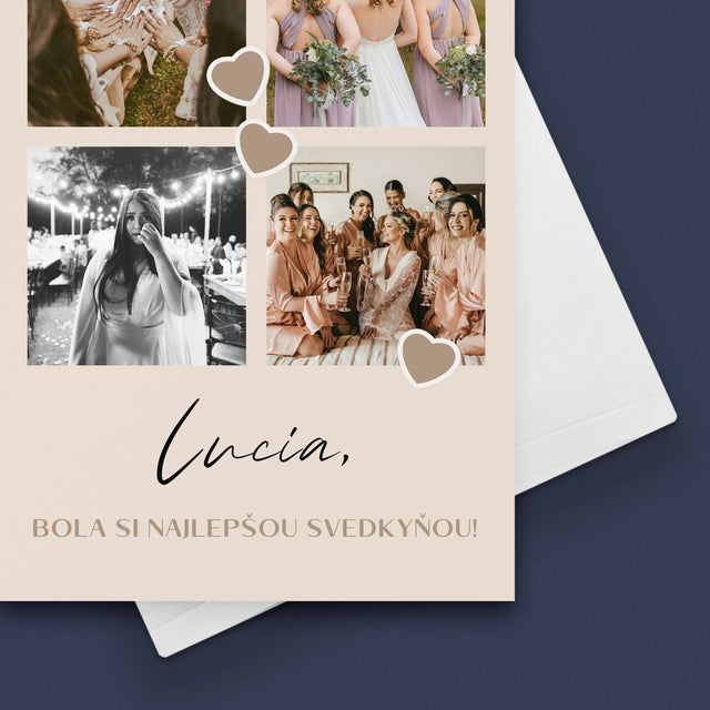 Fotokoláž: Ďakujem Koláž Z Fotiek Pre Svedkyňu - Kartička S Prianiami