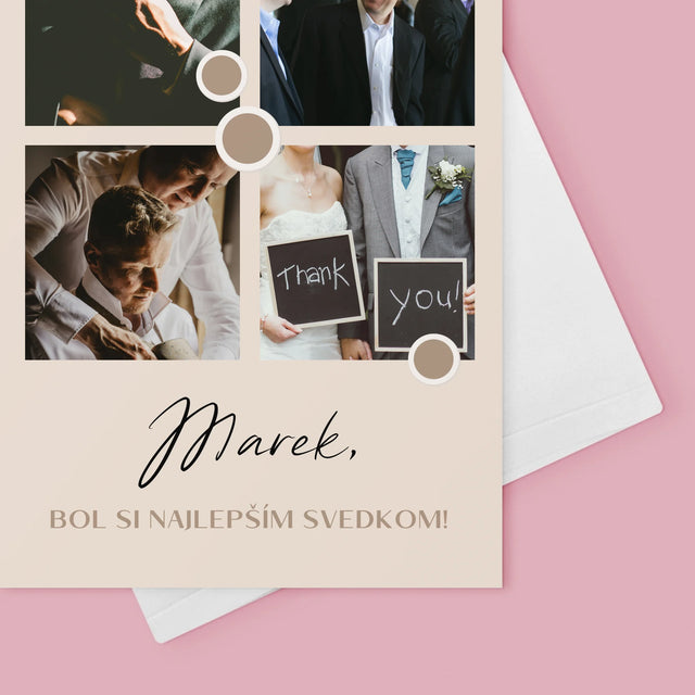 Fotokoláž: Ďakujem Koláž Z Fotiek Pre Svedka - Kartička S Prianiami