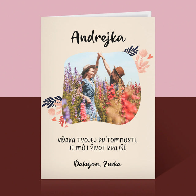 Fotografia A Podpis: Ďakujem Pre Kamarátku - Kartička S Prianiami