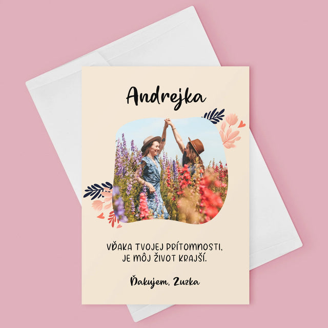 Fotografia A Podpis: Ďakujem Pre Kamarátku - Kartička S Prianiami