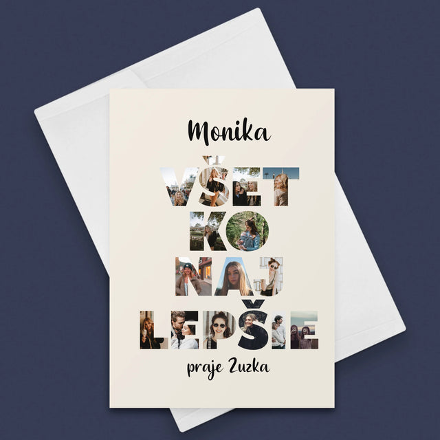 Slovo Z Fotografií: Všetko Najlepšie Z Tvojich Fotografií - Kartička S Prianiami