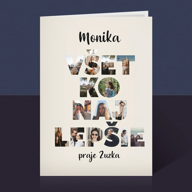 Slovo Z Fotografií: Všetko Najlepšie Z Tvojich Fotografií - Kartička S Prianiami