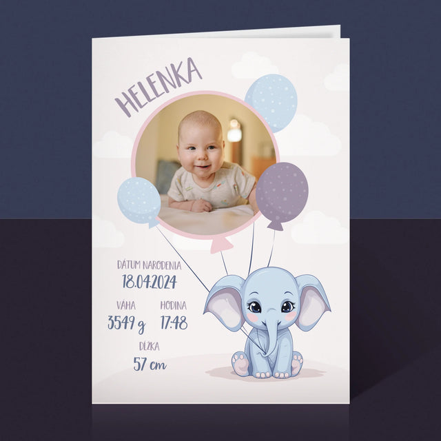 Údaje Narodenia Dieťaťa: Narodenie Dieťaťa Sloník - Kartička S Prianiami
