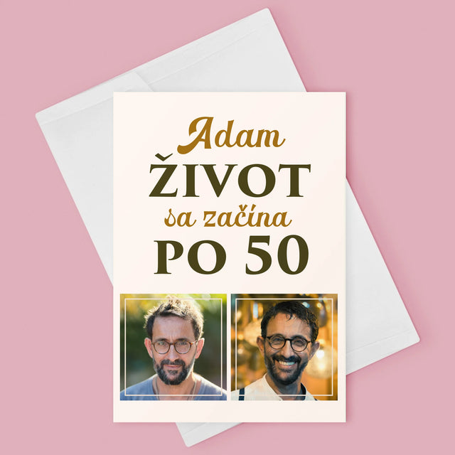 Fotokoláž: Život Sa Začína Po 50 - Kartička S Prianiami