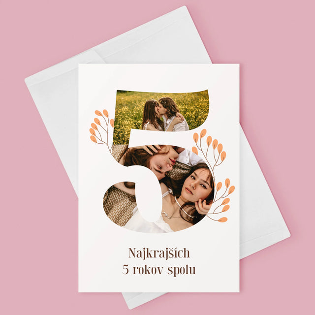 Fotokoláž: 5. Výročie - Kartička S Prianiami