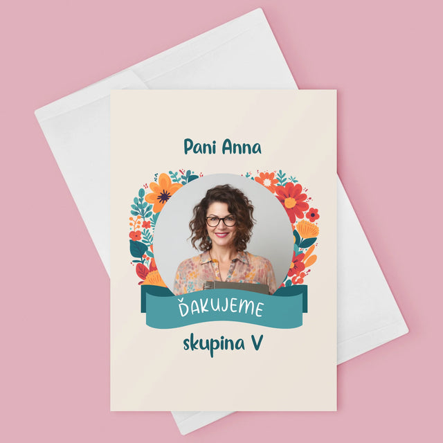 Fotografia A Podpis: Poďakovanie Pani Učiteľke V Škôlke - Kartička S Prianiami