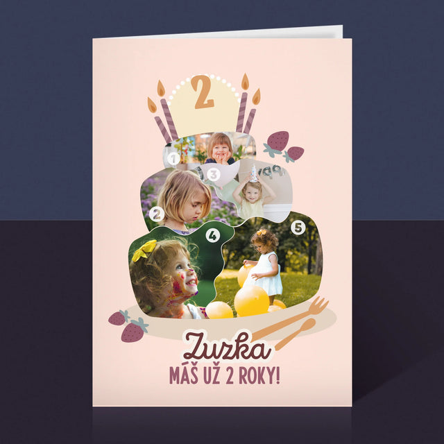 Tvar Z Fotografií: Narodeninová Torta - Kartička S Prianiami