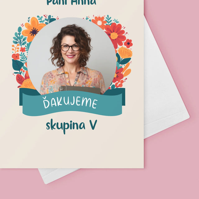 Fotografia A Podpis: Poďakovanie Pani Učiteľke V Škôlke - Kartička S Prianiami