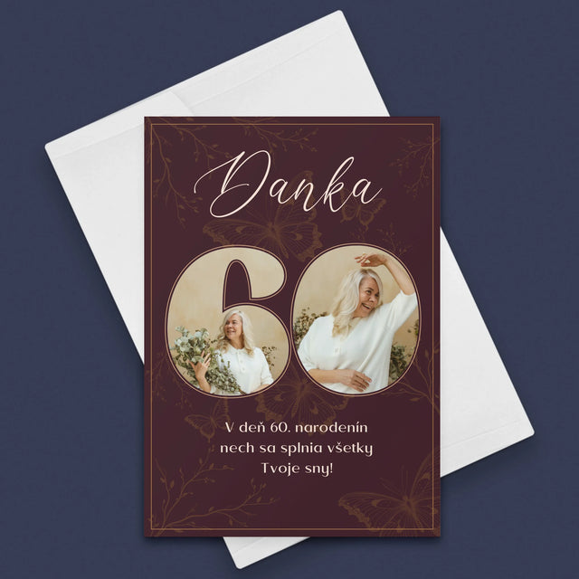 Fotokoláž: 60. Narodeniny - Kartička S Prianiami