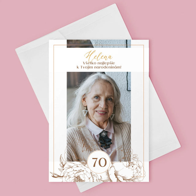 Fotografia A Podpis: 70. Narodeniny Pivonky - Kartička S Prianiami