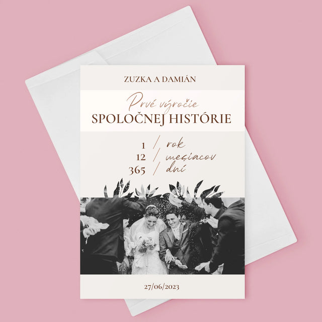 Fotografia A Podpis: Prvé Výročie - Kartička S Prianiami