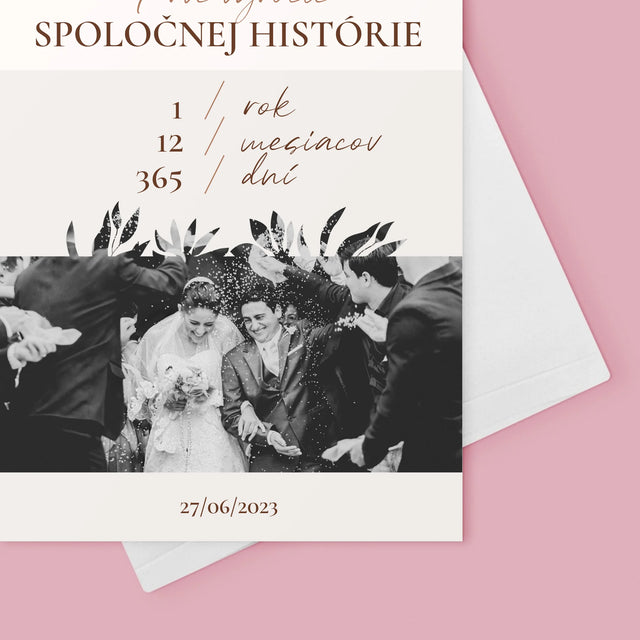 Fotografia A Podpis: Prvé Výročie - Kartička S Prianiami