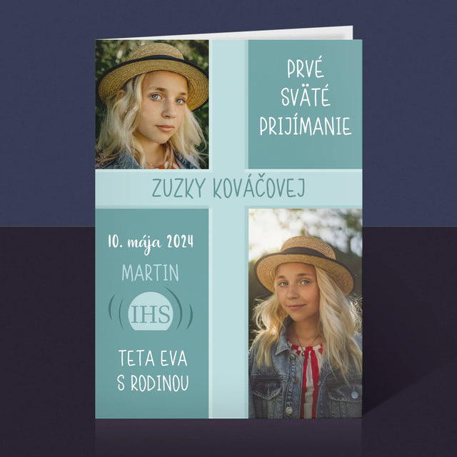 Fotokoláž: Prvé Sväté Prijímanie - Kartička S Prianiami