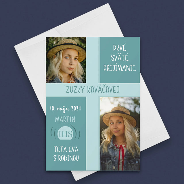 Fotokoláž: Prvé Sväté Prijímanie - Kartička S Prianiami